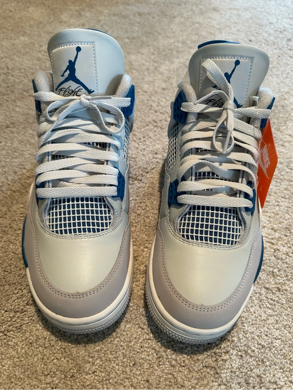 Jordan Men’s White and Blue Retro Basketball Sneakers